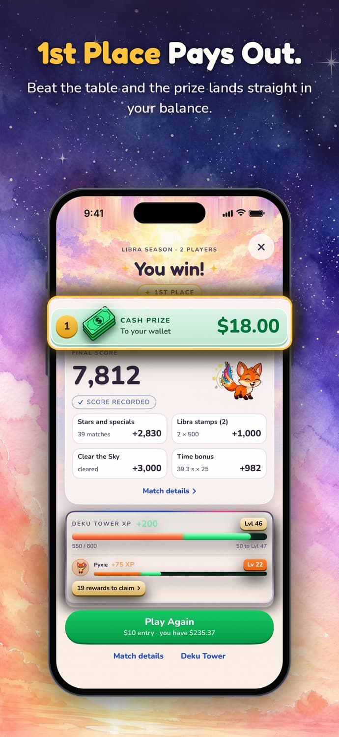 First place pays out