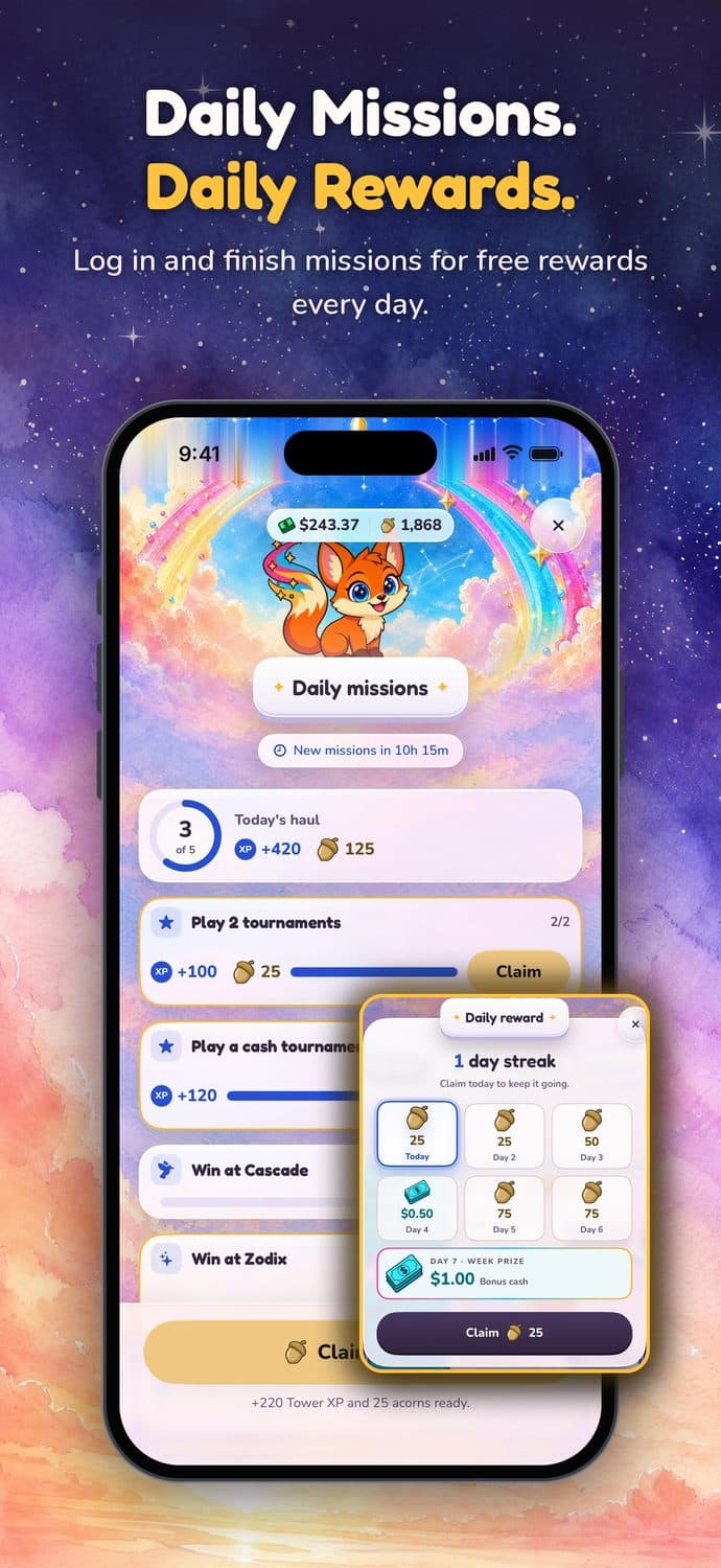 Daily missions, daily rewards